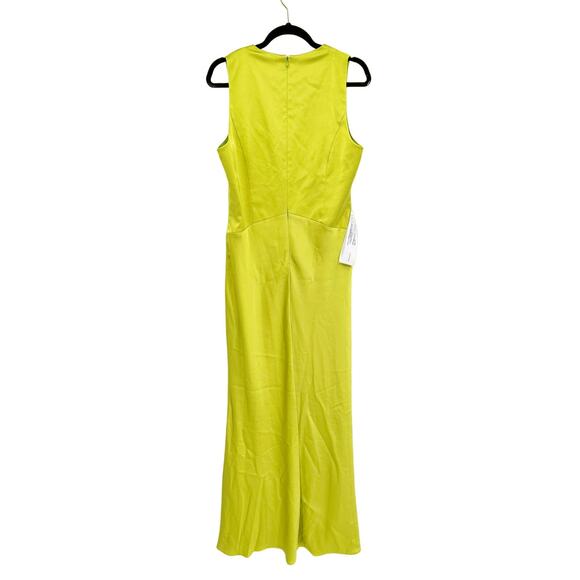 Kay Unger Fallon Halter V Neck Gown Chartreuse Size 12 NWT - Picture 3 of 8